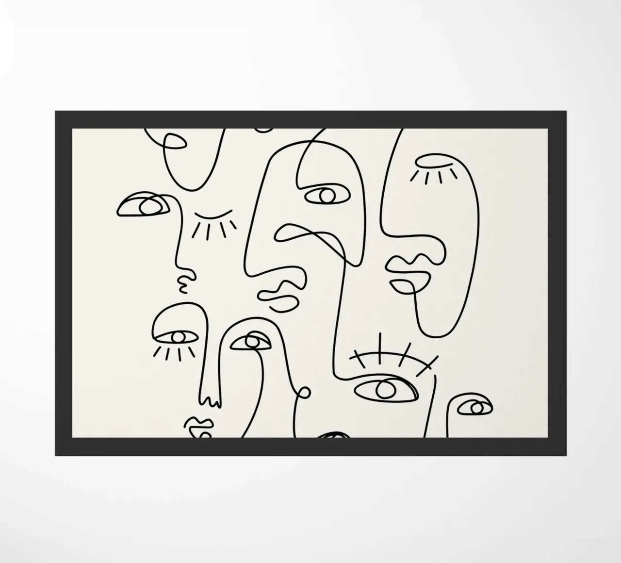 Picasso Abstract Faces Crowd - Cubist Line Art Poster doormat by NorwesClub