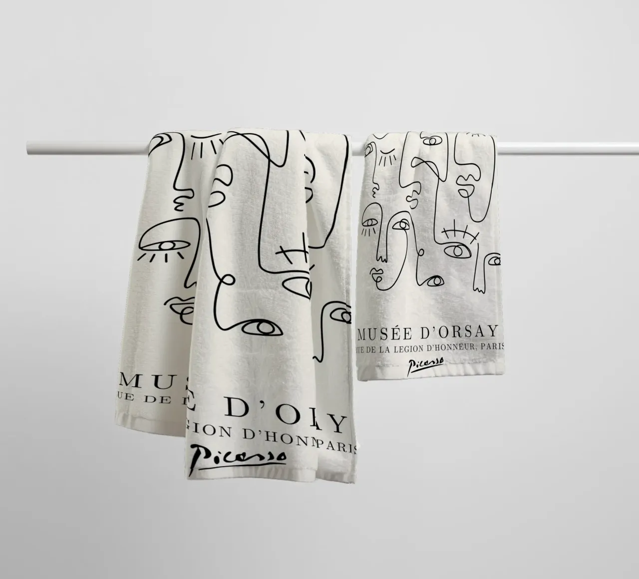 Picasso Abstract Faces Crowd - Cubist Line Art Poster towel by NorwesClub