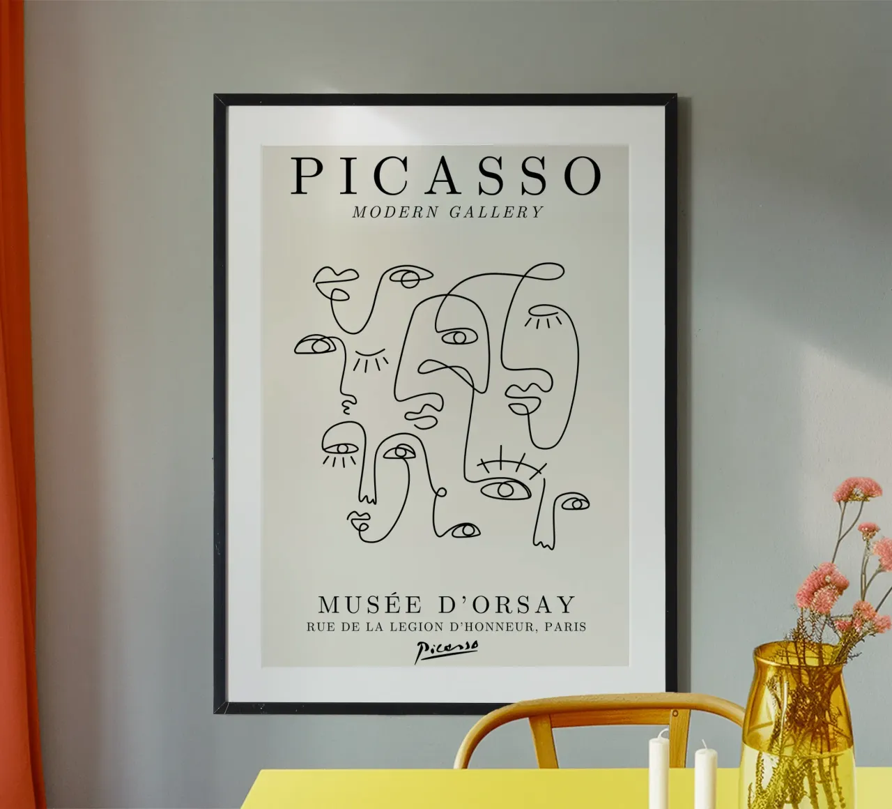 Picasso Abstract Faces Crowd - Cubist Line Art Poster hahnemühle by NorwesClub