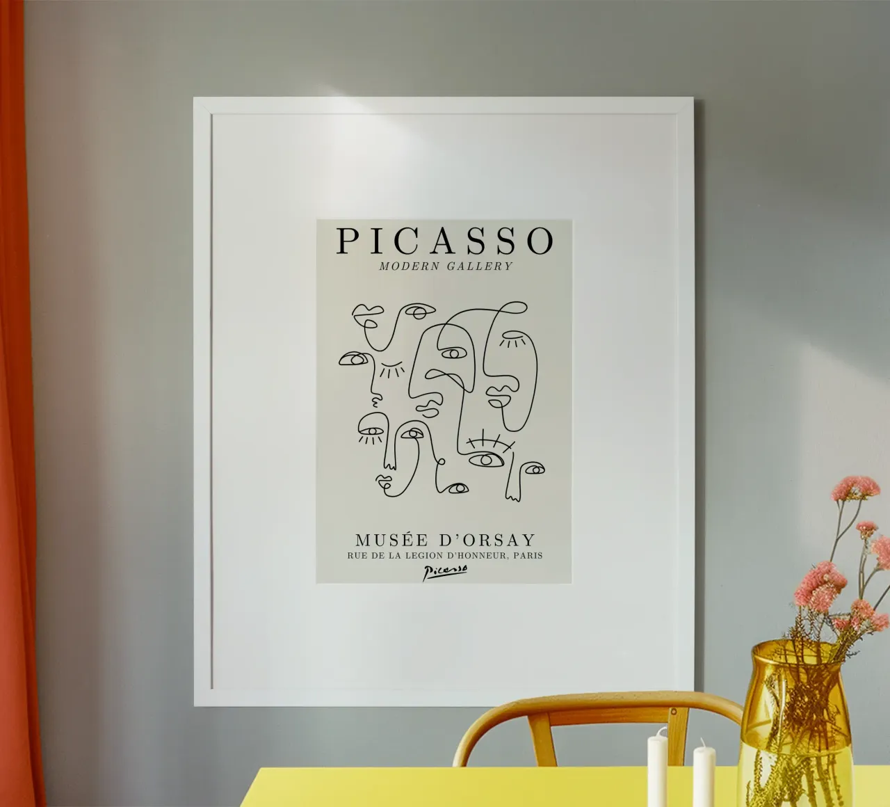 Picasso Abstract Faces Crowd - Cubist Line Art Poster hahnemühle by NorwesClub