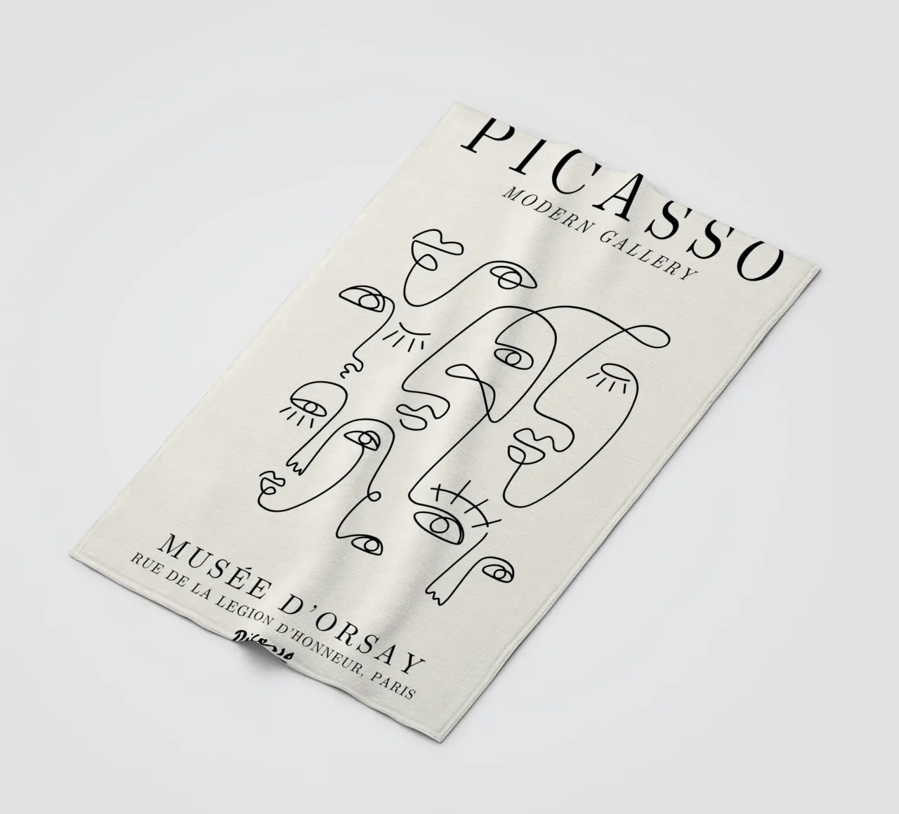 Picasso Abstract Faces Crowd - Cubist Line Art Poster fleece blanket by NorwesClub