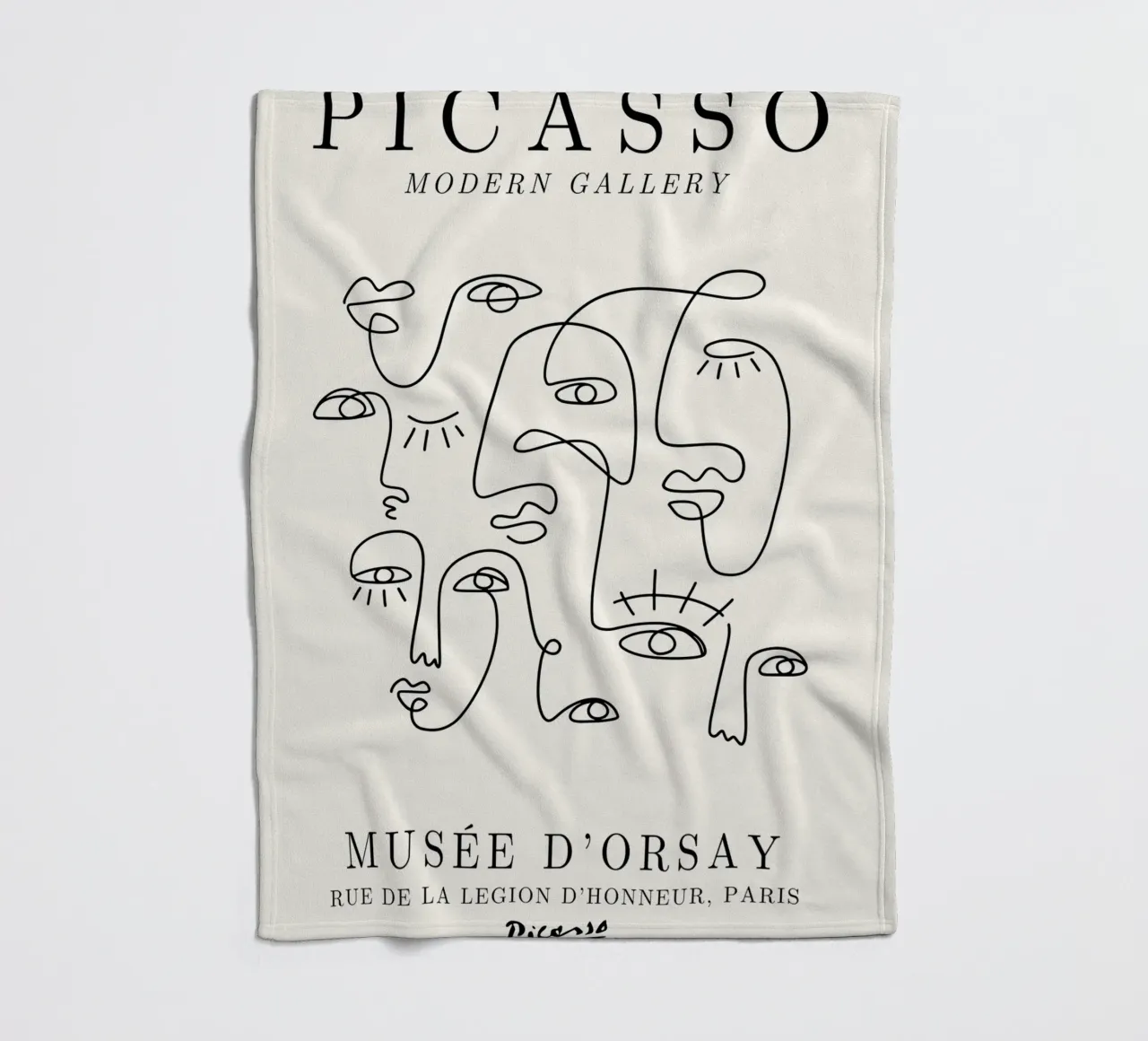 Picasso Abstract Faces Crowd - Cubist Line Art Poster fleece blanket by NorwesClub