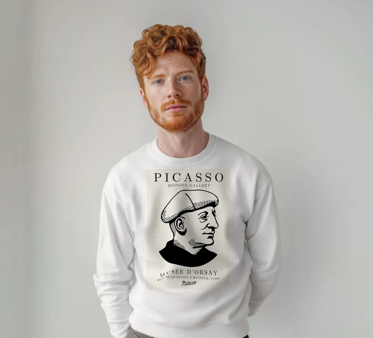 Picasso Self-Portrait Beret - Modernist Gallery Art Print sweatshirt by NorwesClub