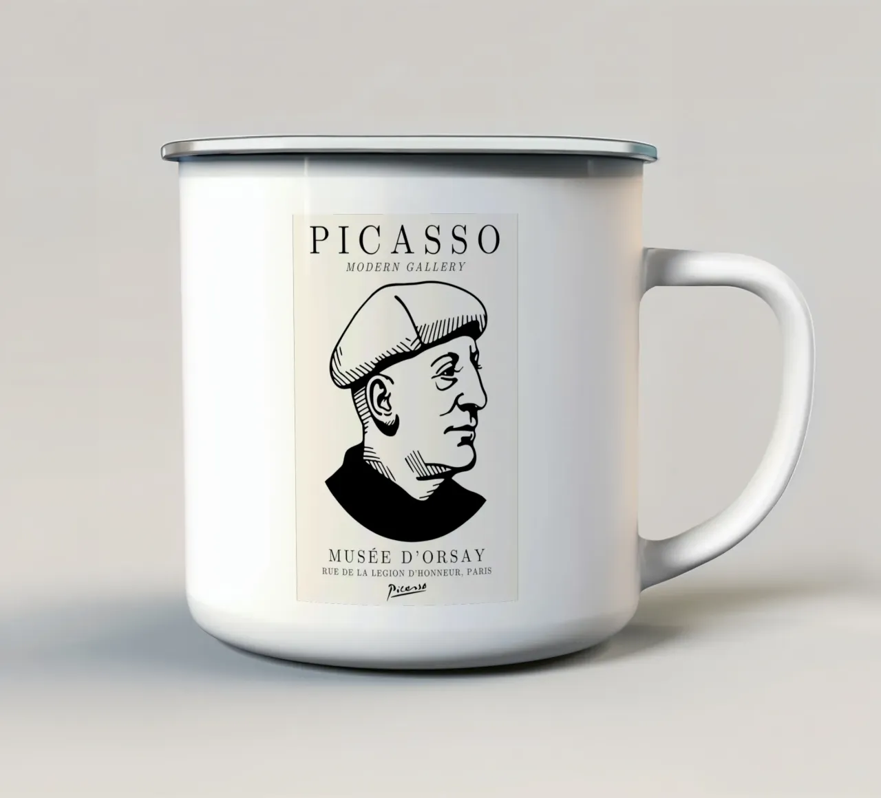 Picasso Self-Portrait Beret - Modernist Gallery Art Print enamel mug by NorwesClub