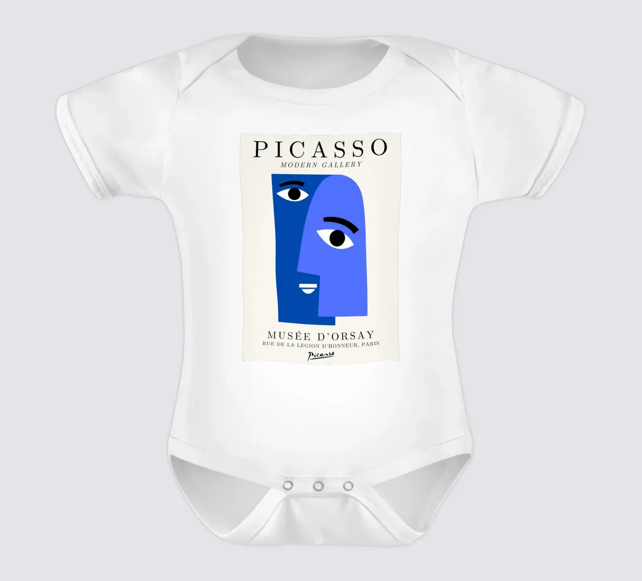 Picasso Blue Face Portrait - Cubist Modern Gallery Print short-sleeve baby romper by NorwesClub