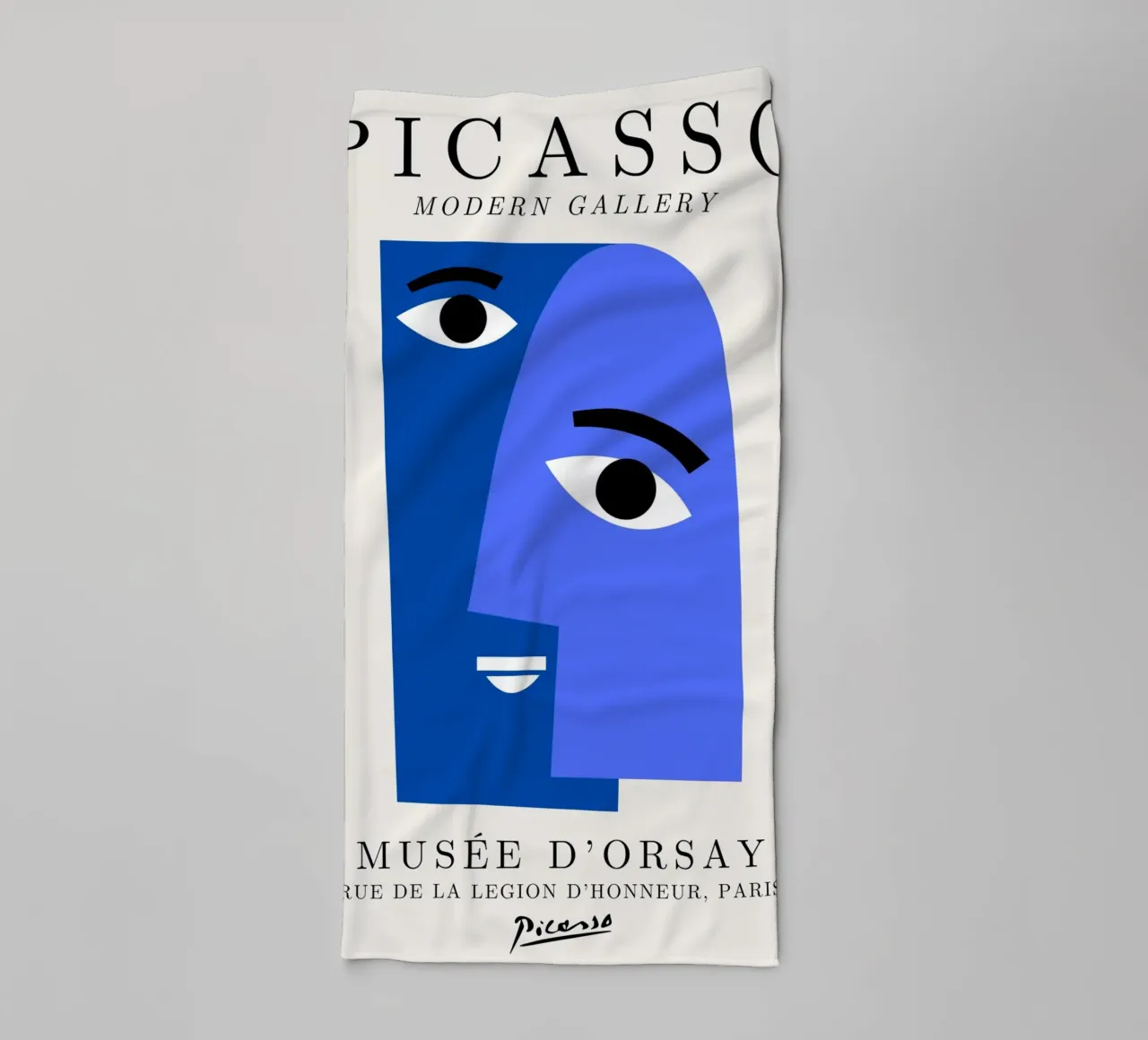 Picasso Blue Face Portrait - Cubist Modern Gallery Print towel by NorwesClub