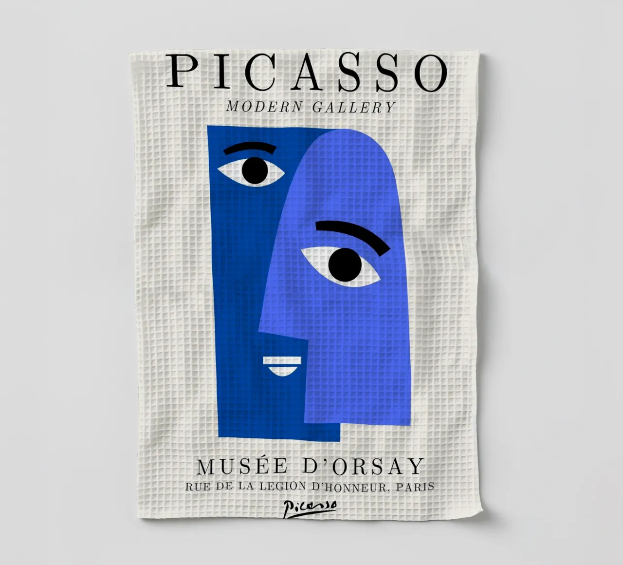 Portrait du visage bleu de Picasso - Cubist Modern Gallery Print torchon de NorwesClub