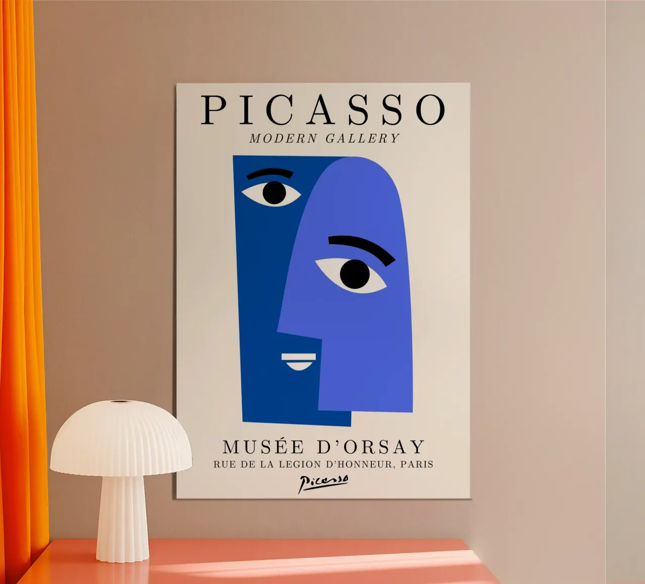 Portrait du visage bleu de Picasso - Cubist Modern Gallery Print panneau forex de NorwesClub