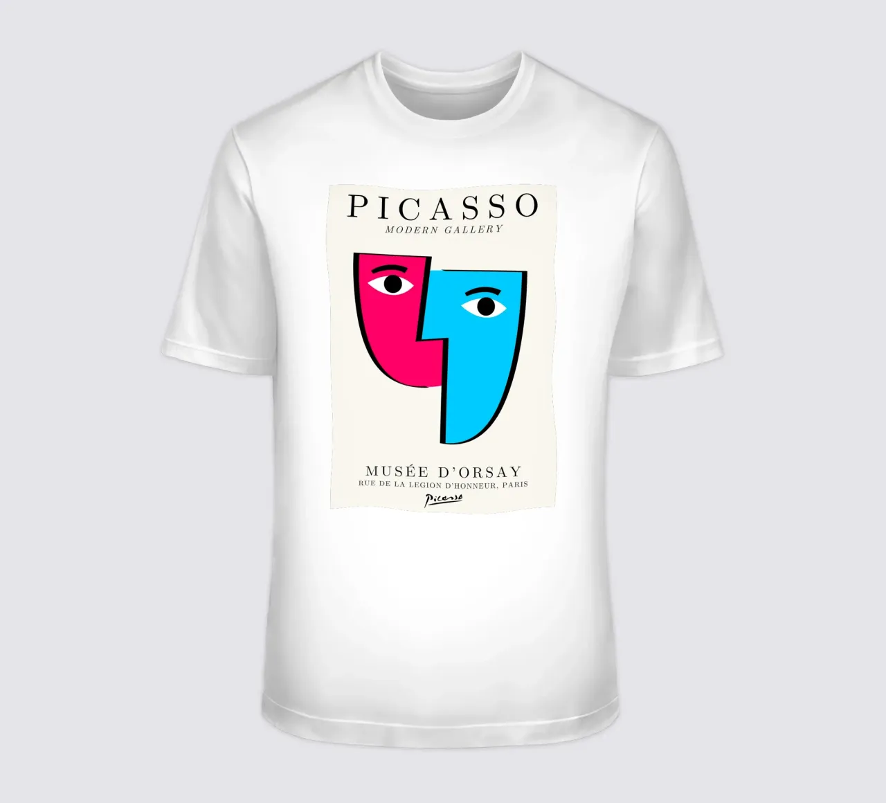 Picasso Cubist Masks Abstract Art Print | Pop Art Faces Tren camiseta de NorwesClub