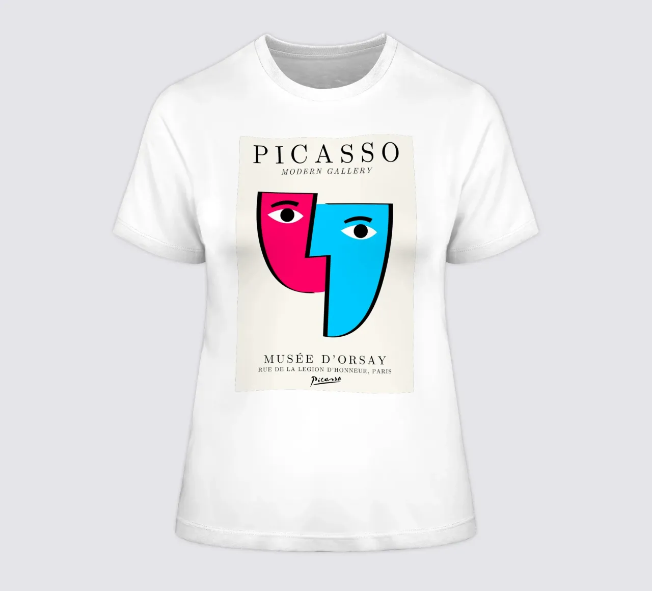 Picasso Cubist Masks Abstract Art Print | Pop Art Faces Tren camiseta de mujer de NorwesClub