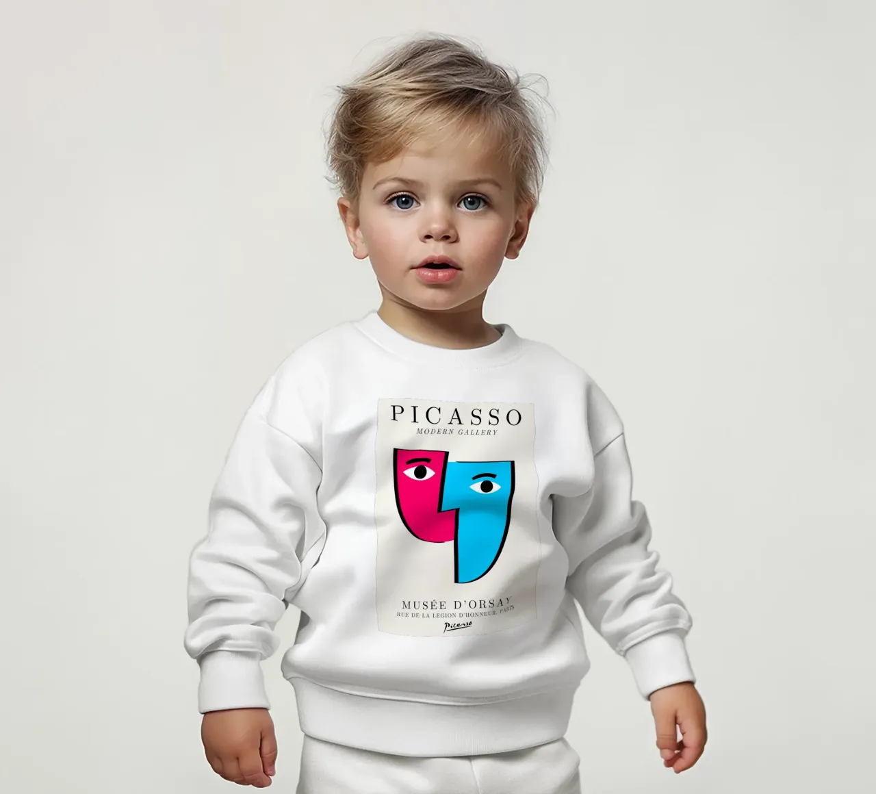 Picasso Cubist Masks Abstract Art Print | Pop Art Faces Tren sudadera de bebé de NorwesClub