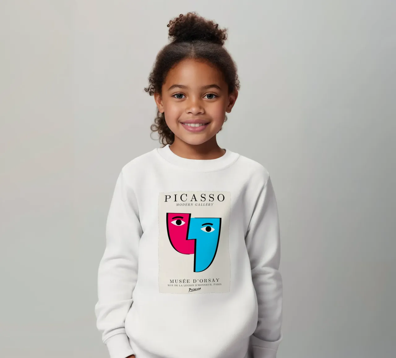 Picasso Cubist Masks Abstract Art Print | Pop Art Faces Tren sudadera para niño de NorwesClub