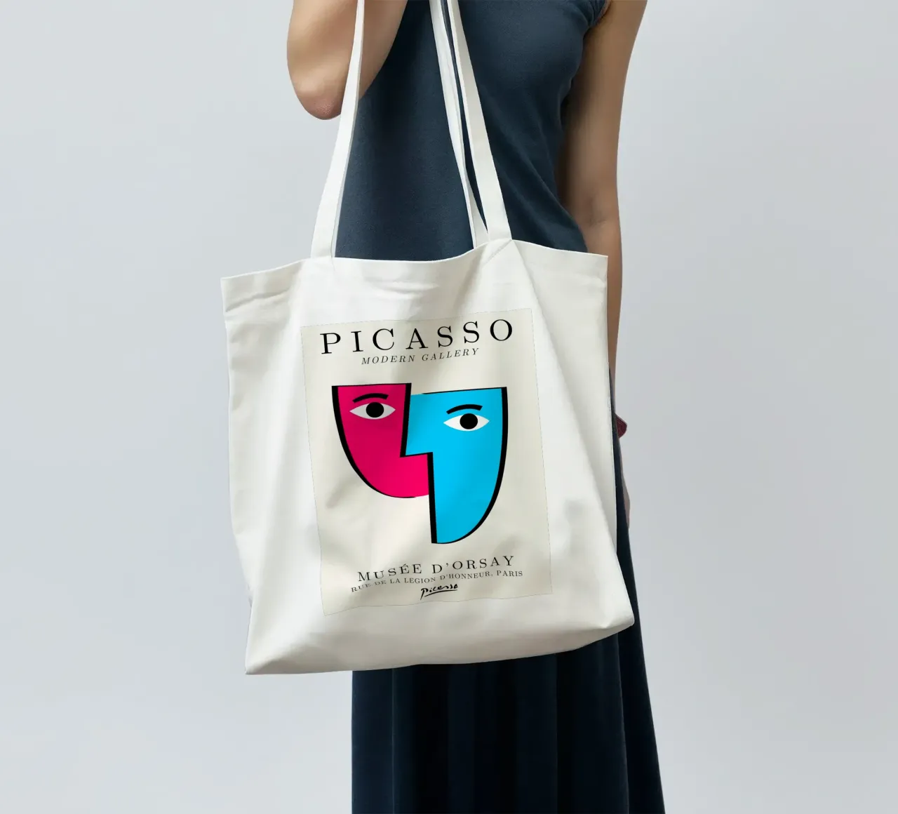 Picasso Cubist Masks Abstract Art Print | Pop Art Faces Tren tote bag by NorwesClub