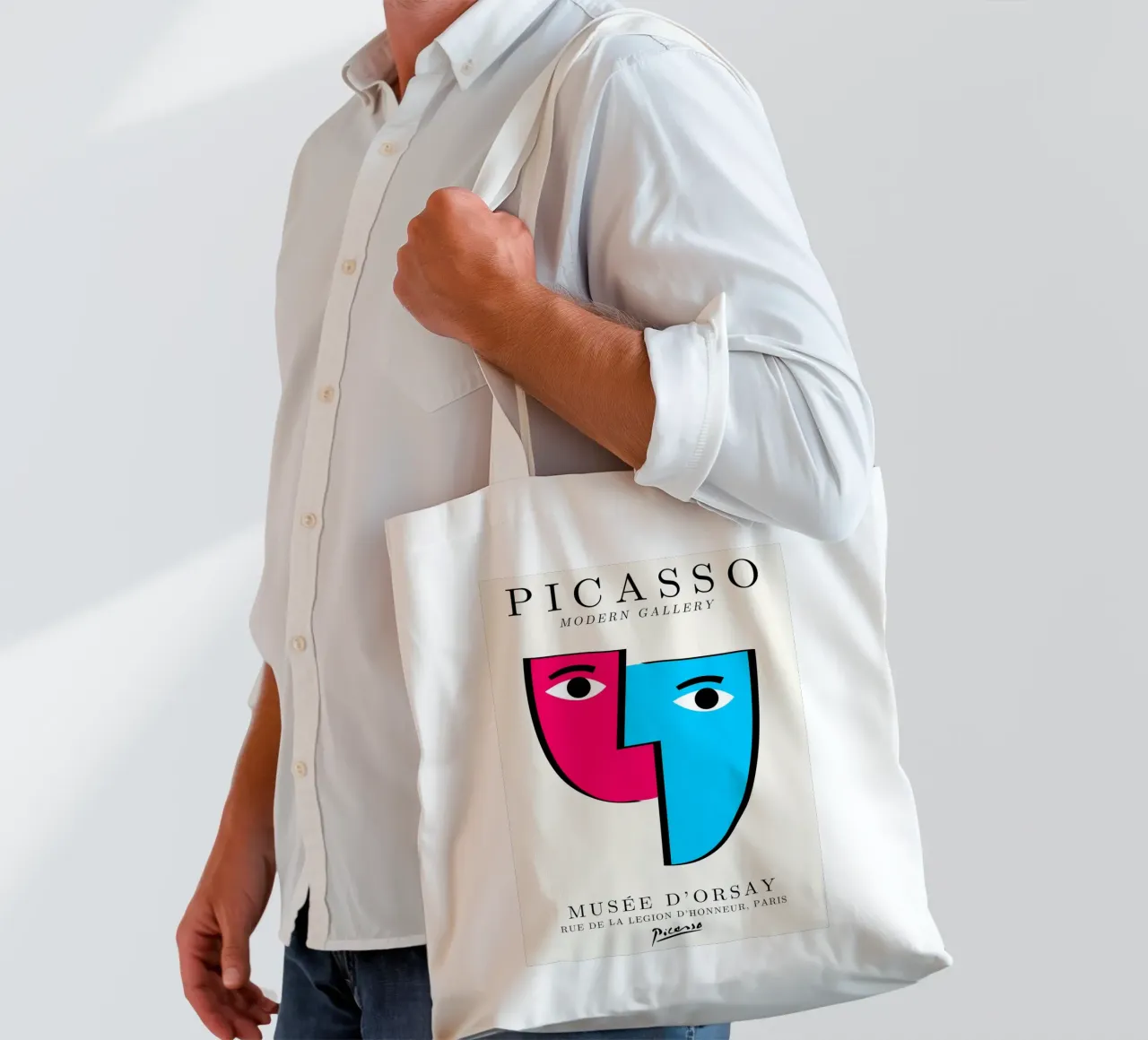 Picasso Cubist Masks Abstract Art Print | Pop Art Faces Tren tote bag by NorwesClub