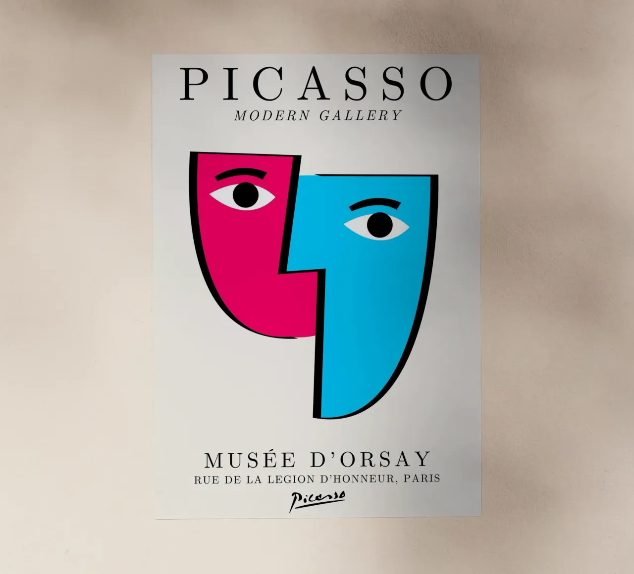 Picasso Cubist Masks Abstract Art Print | Pop Art Faces Tren lámina retroiluminada de NorwesClub