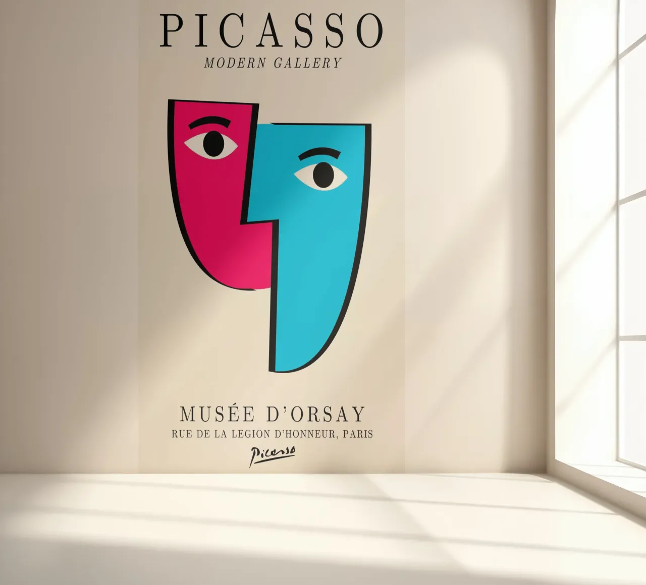 Picasso Cubist Masks Abstract Art Print | Pop Art Faces Tren papel para pared de NorwesClub