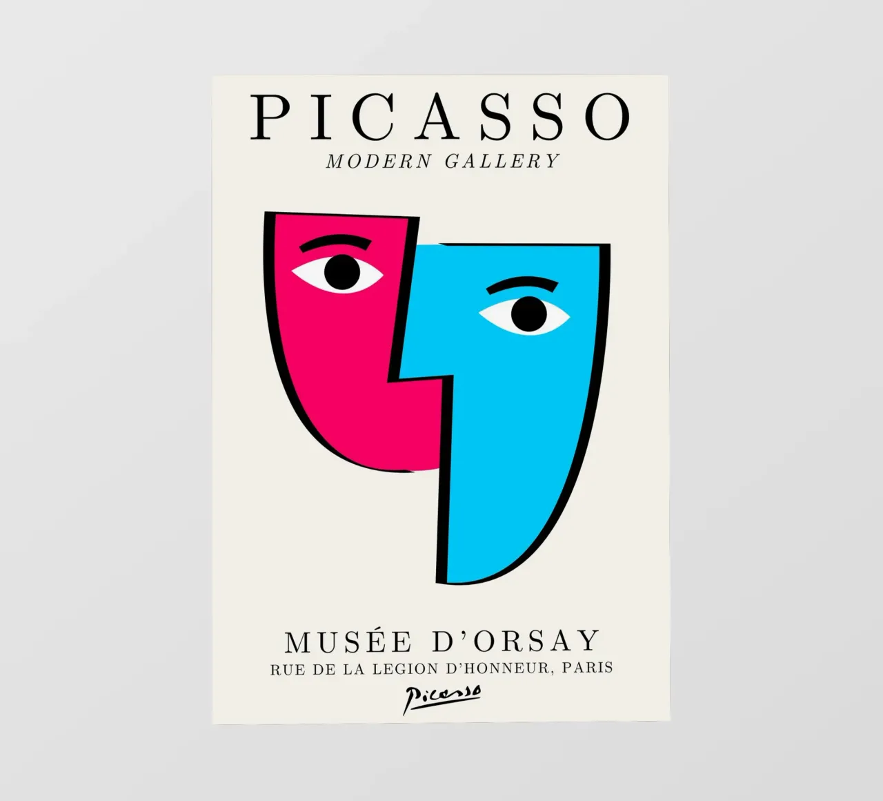 Picasso Cubist Masks Abstract Art Print | Pop Art Faces Tren papel para pared de NorwesClub