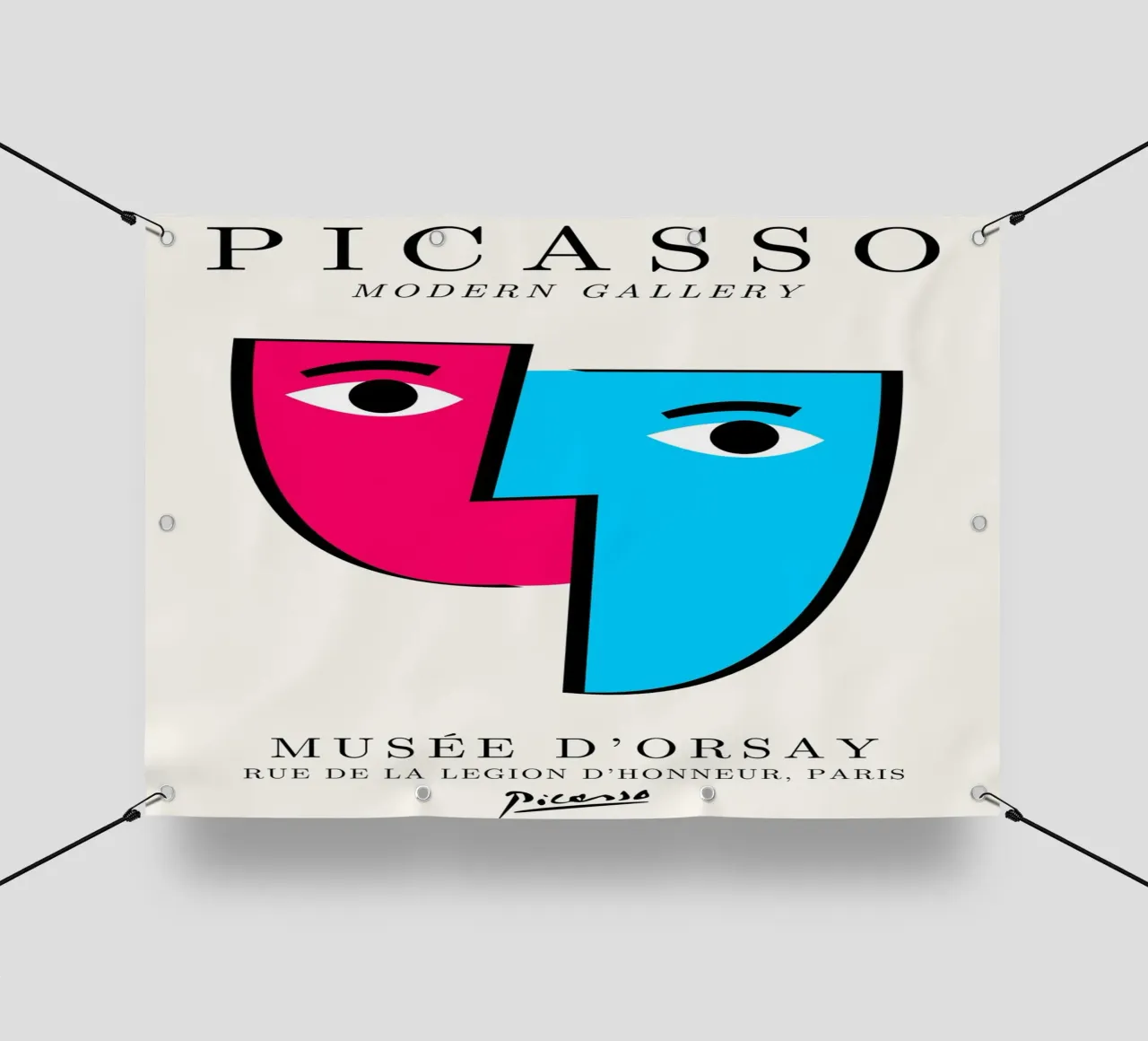 Picasso Cubist Masks Abstract Art Print | Pop Art Faces Tren lonas publicitarias de NorwesClub