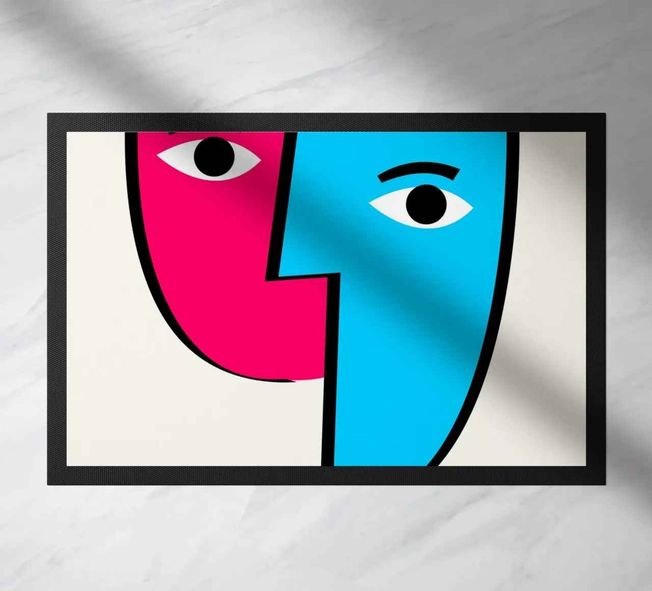 Picasso Cubist Masks Abstract Art Print | Pop Art Faces Tren felpudo de NorwesClub