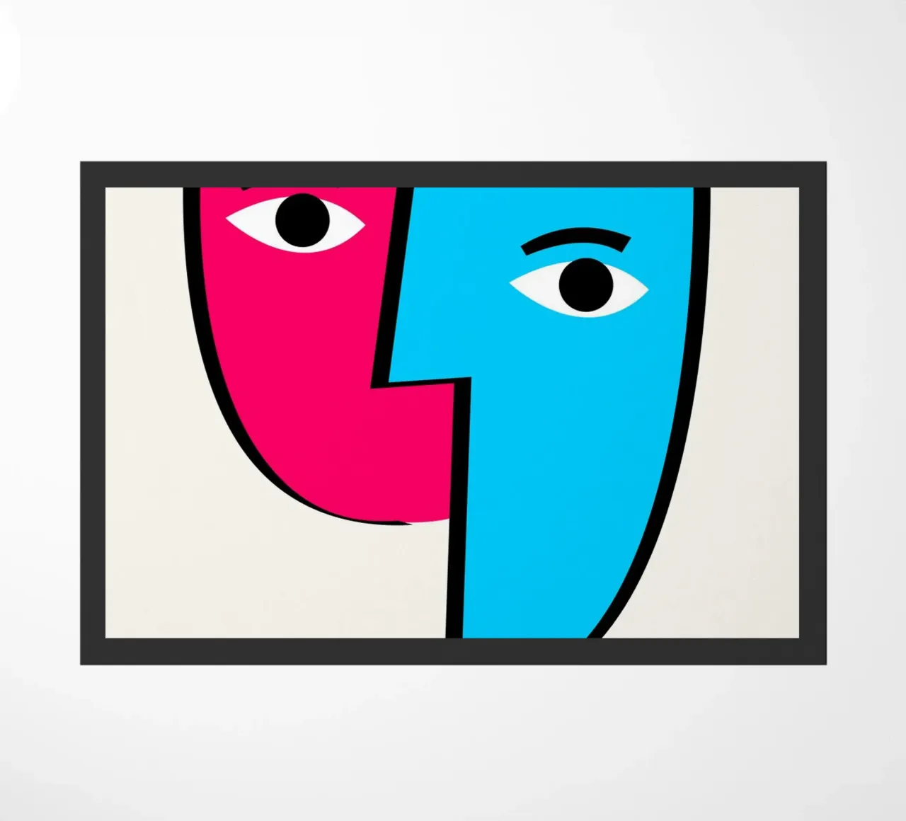 Picasso Cubist Masks Abstract Art Print | Pop Art Faces Tren felpudo de NorwesClub