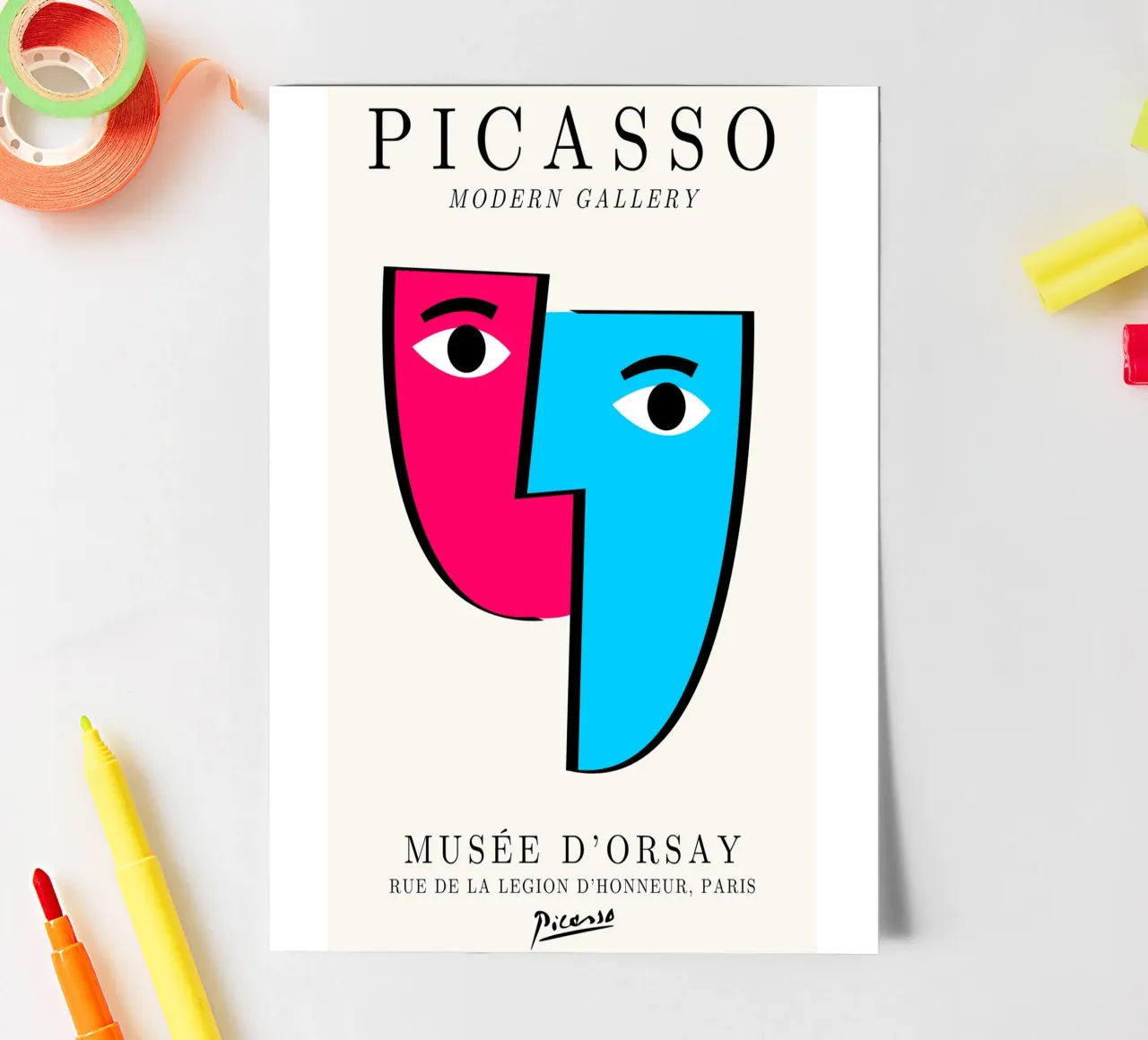 Picasso Cubist Masks Abstract Art Print | Pop Art Faces Tren sticker sheet by NorwesClub