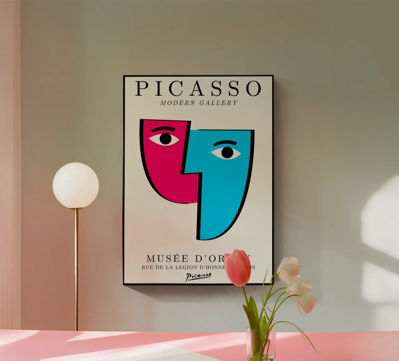 Picasso Cubist Masks Abstract Art Print | Pop Art Faces Tren metacrilato de NorwesClub