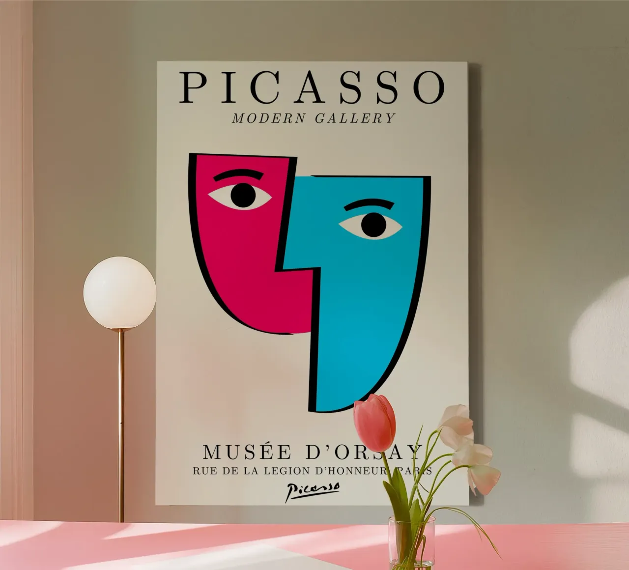 Picasso Cubist Masks Abstract Art Print | Pop Art Faces Tren canvas by NorwesClub