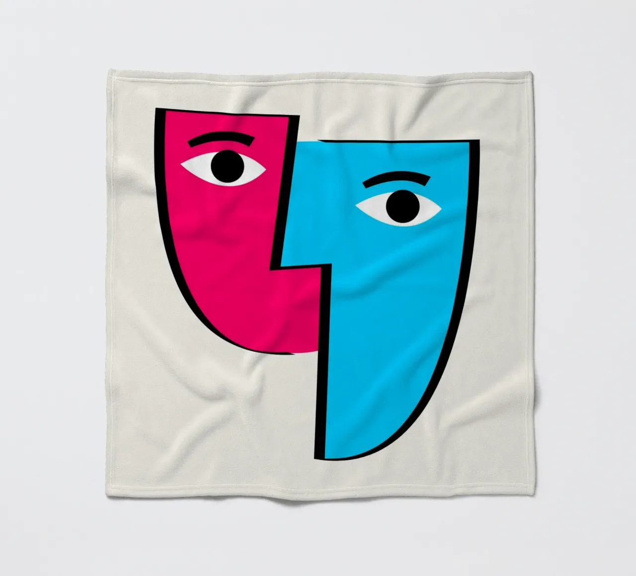 Picasso Cubist Masks Abstract Art Print | Pop Art Faces Tren fleece blanket by NorwesClub