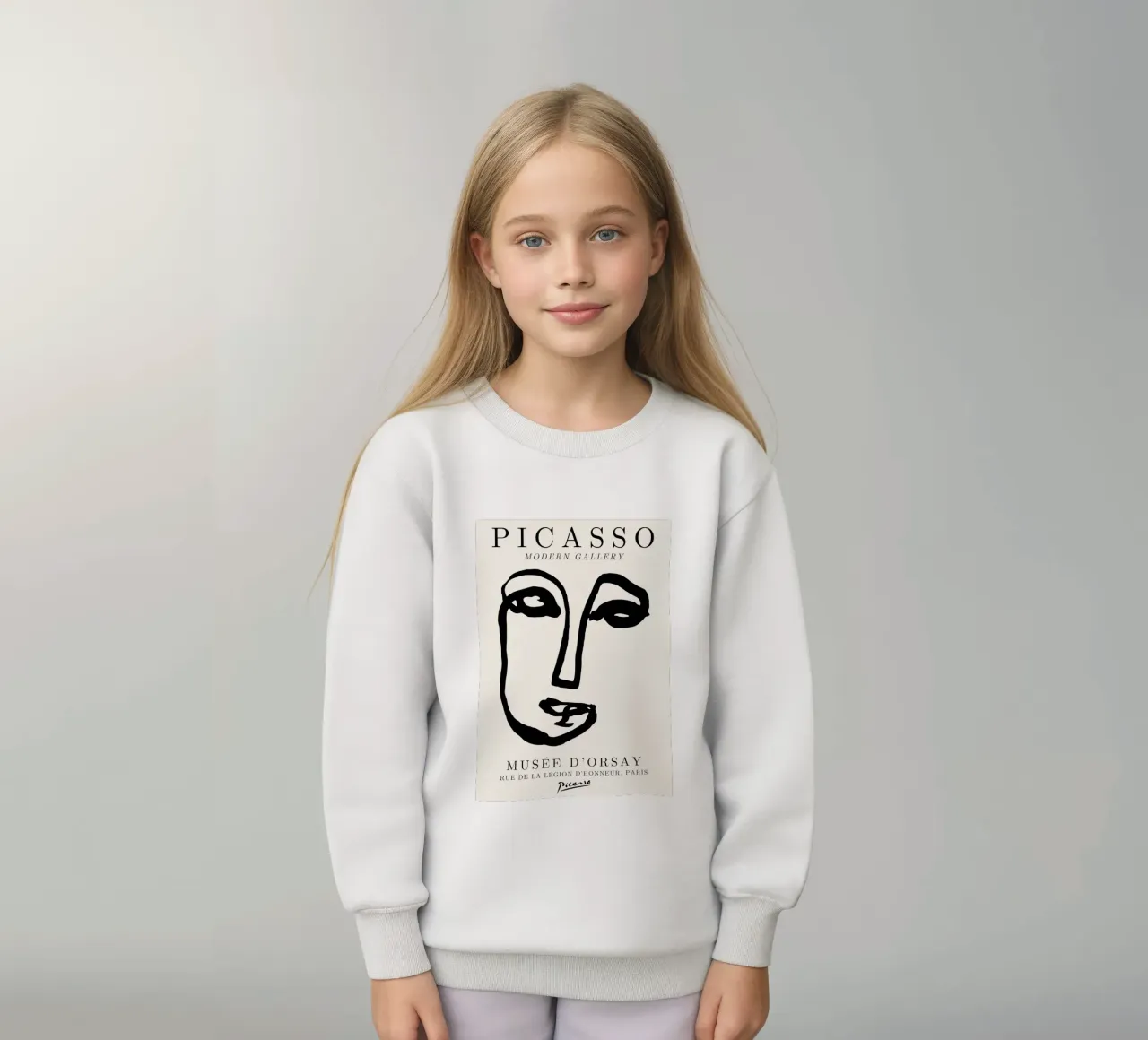 Picasso Abstract Face Line Art Print | Minimalist Modern Gal sudadera para niño de NorwesClub