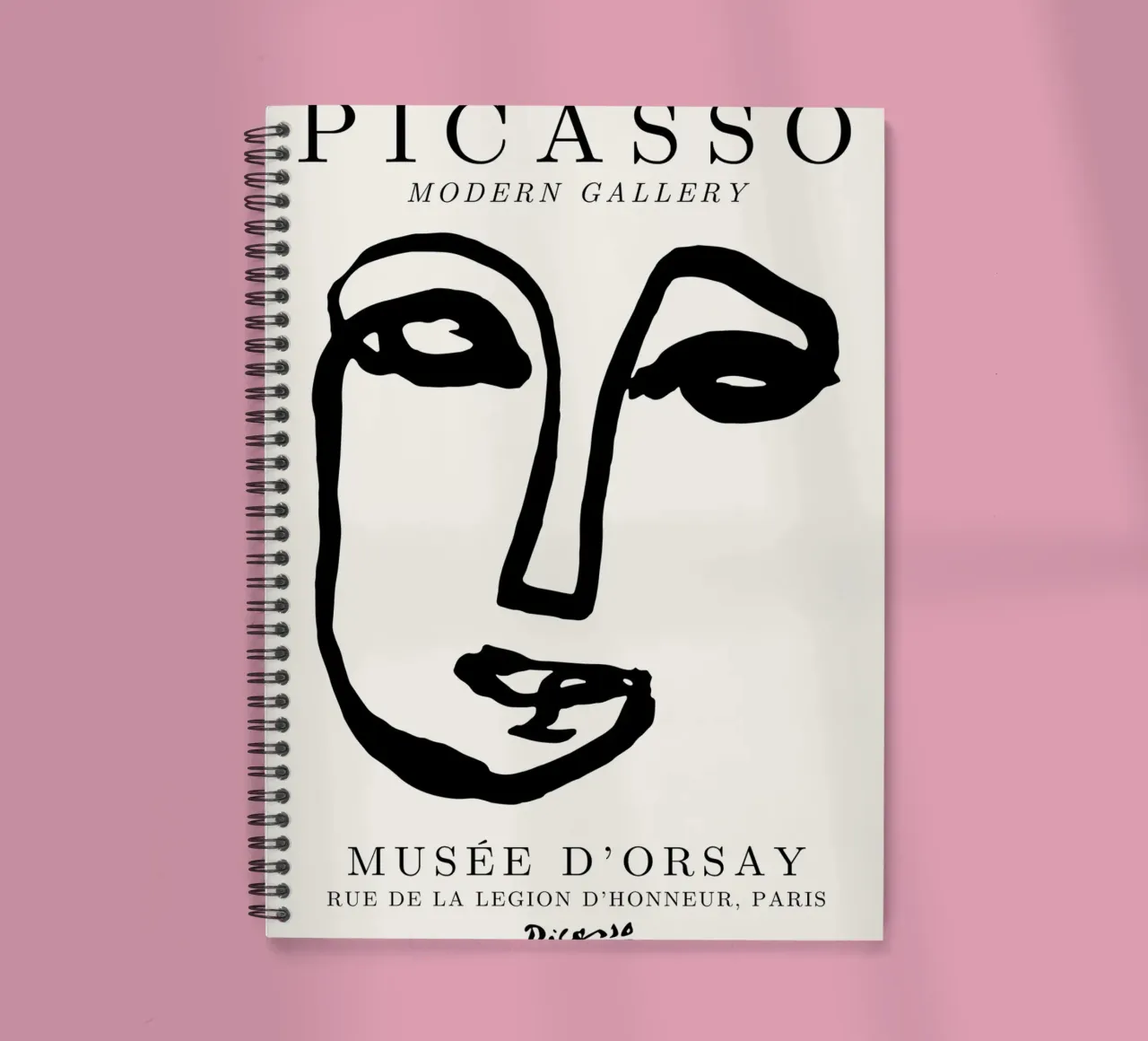 Picasso Abstract Face Line Art Print | Minimalist Modern Gal spiral notebook by NorwesClub