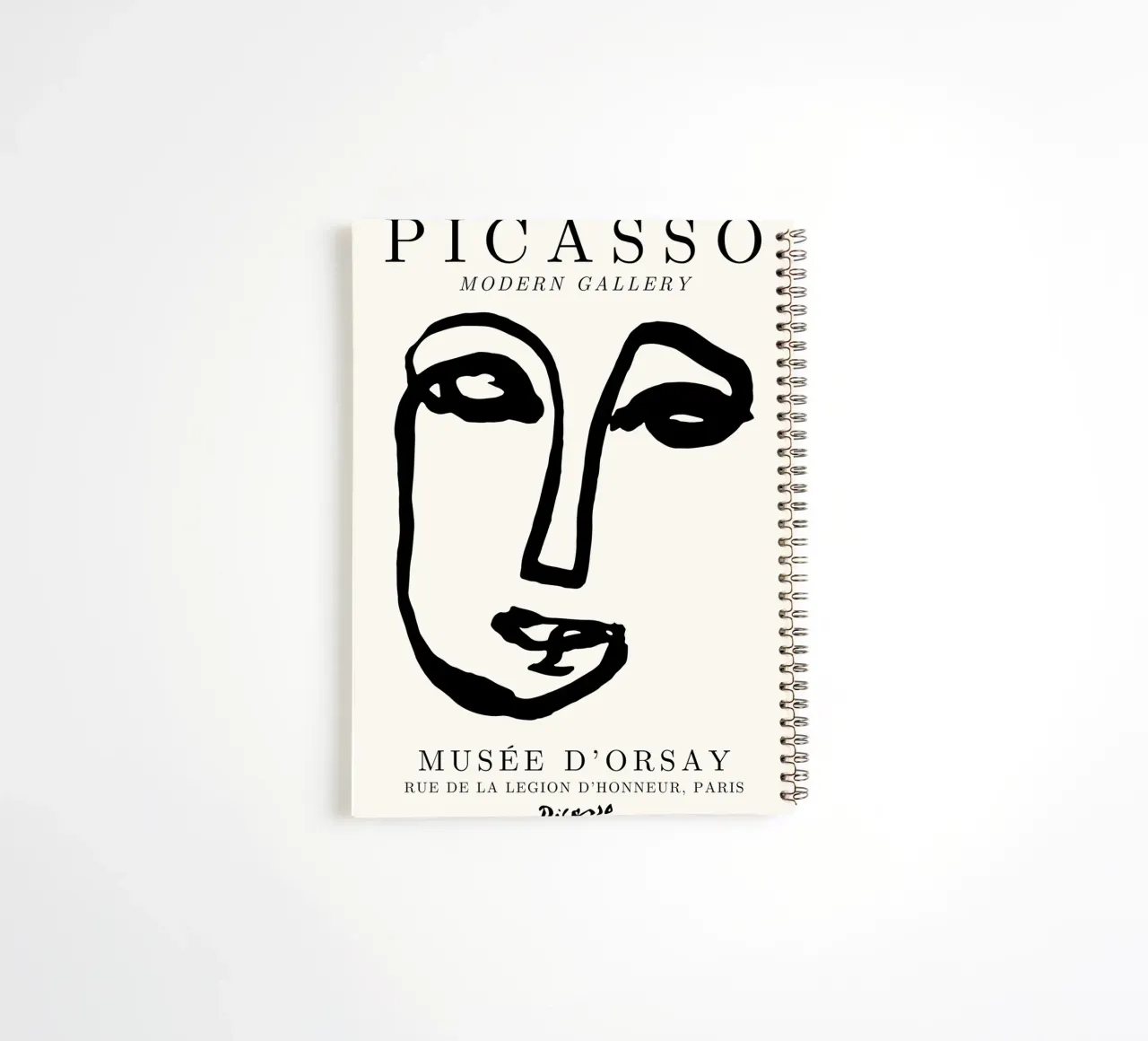 Picasso Abstract Face Line Art Print | Minimalist Modern Gal spiral notebook by NorwesClub