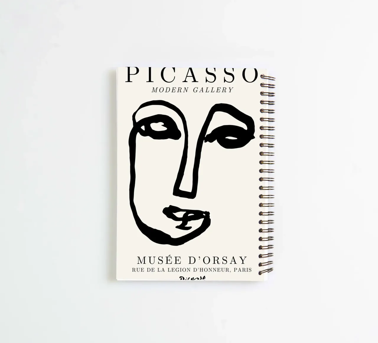 Picasso Abstract Face Line Art Print | Minimalist Modern Gal spiral notebook by NorwesClub
