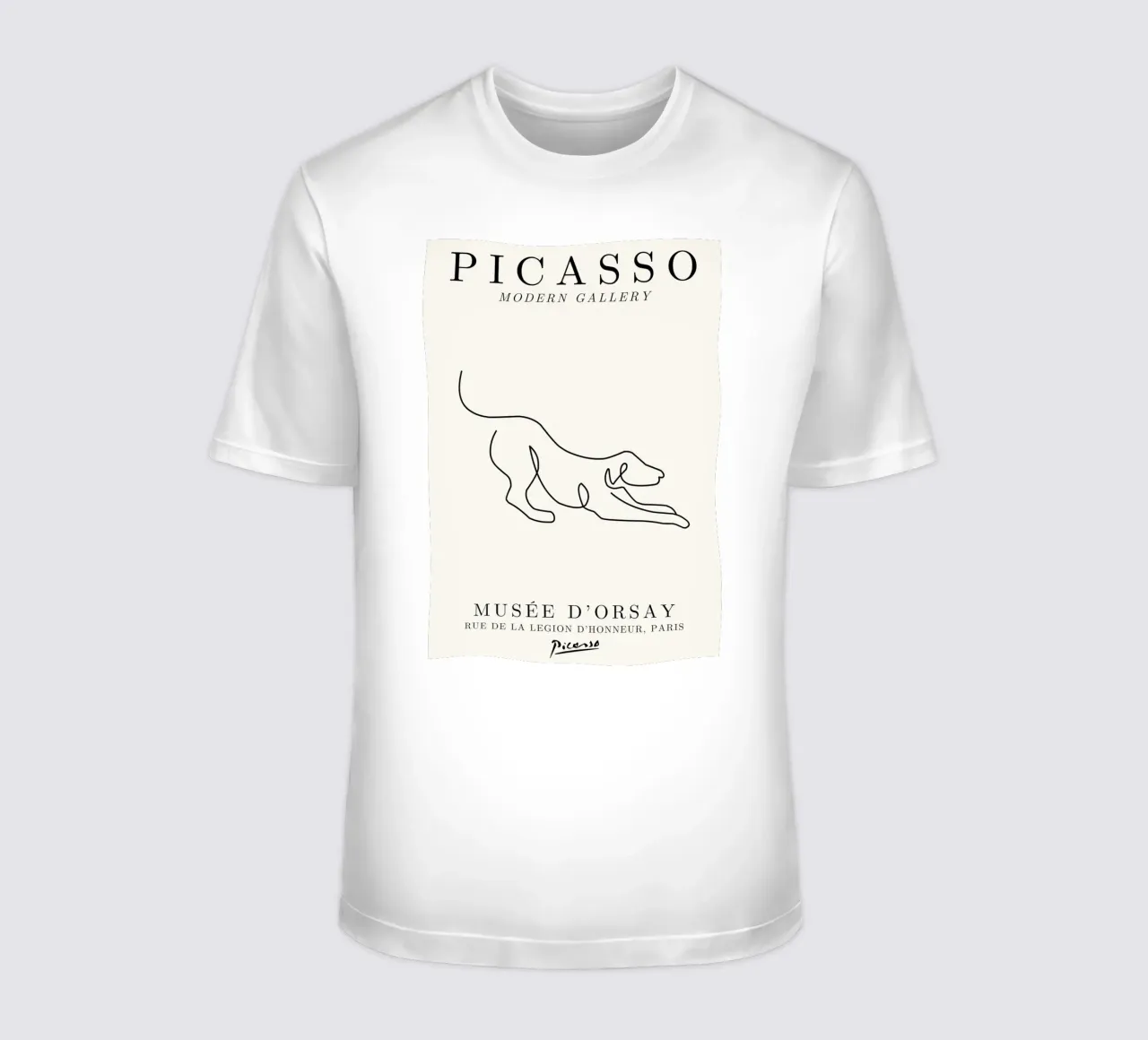 Picasso Dog Line Art Print | Minimalista Animale Schizzo Moderno t-shirt da NorwesClub