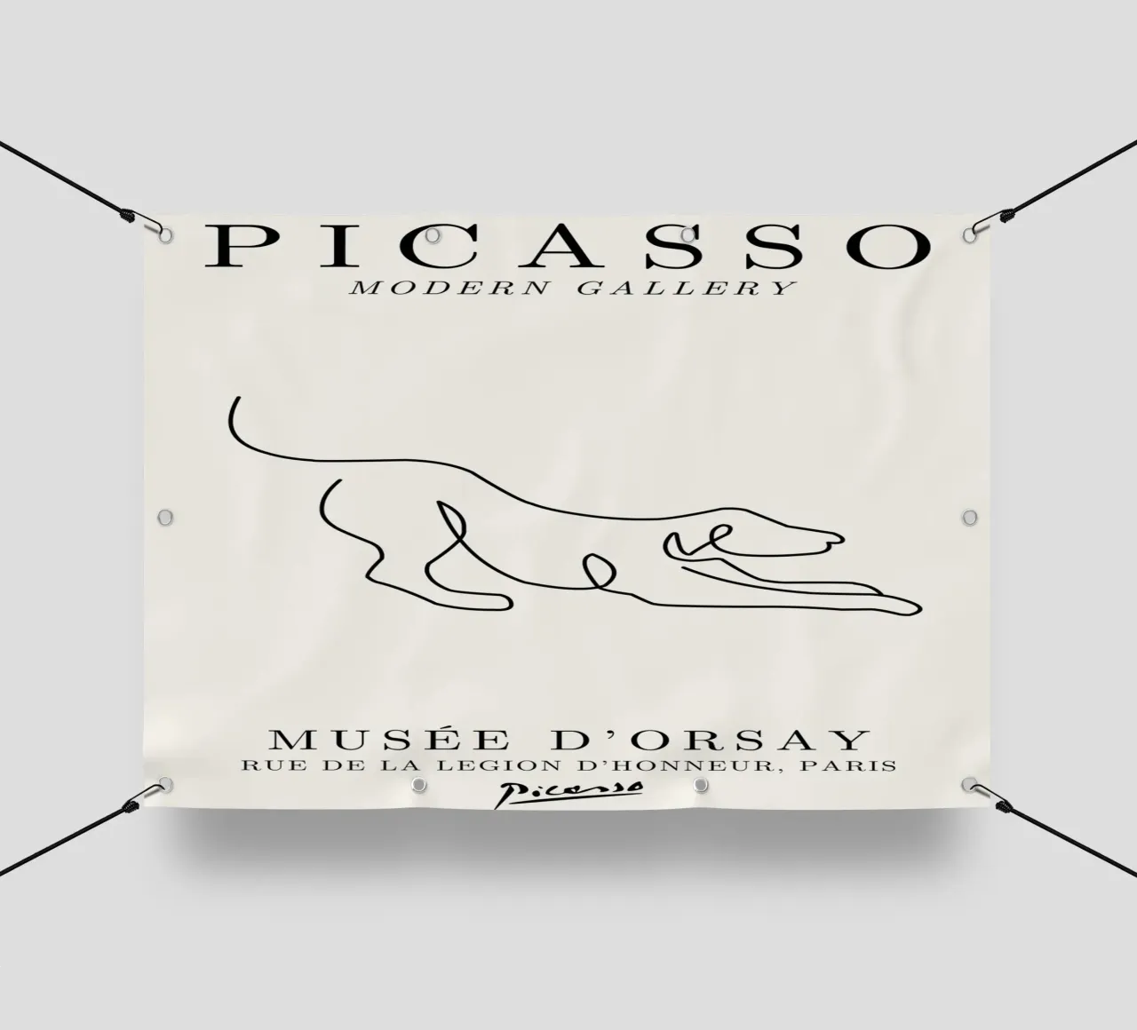 Picasso Dog Line Art Print | Minimalista Animale Schizzo Moderno telo in pvc da NorwesClub