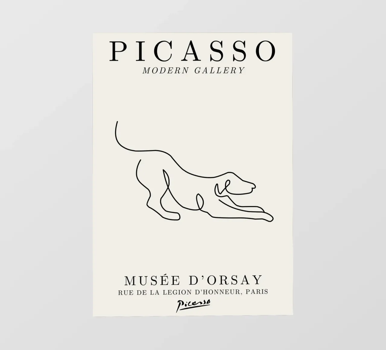 Picasso Dog Line Art Print | Minimalista Animale Schizzo Moderno telo in pvc da NorwesClub
