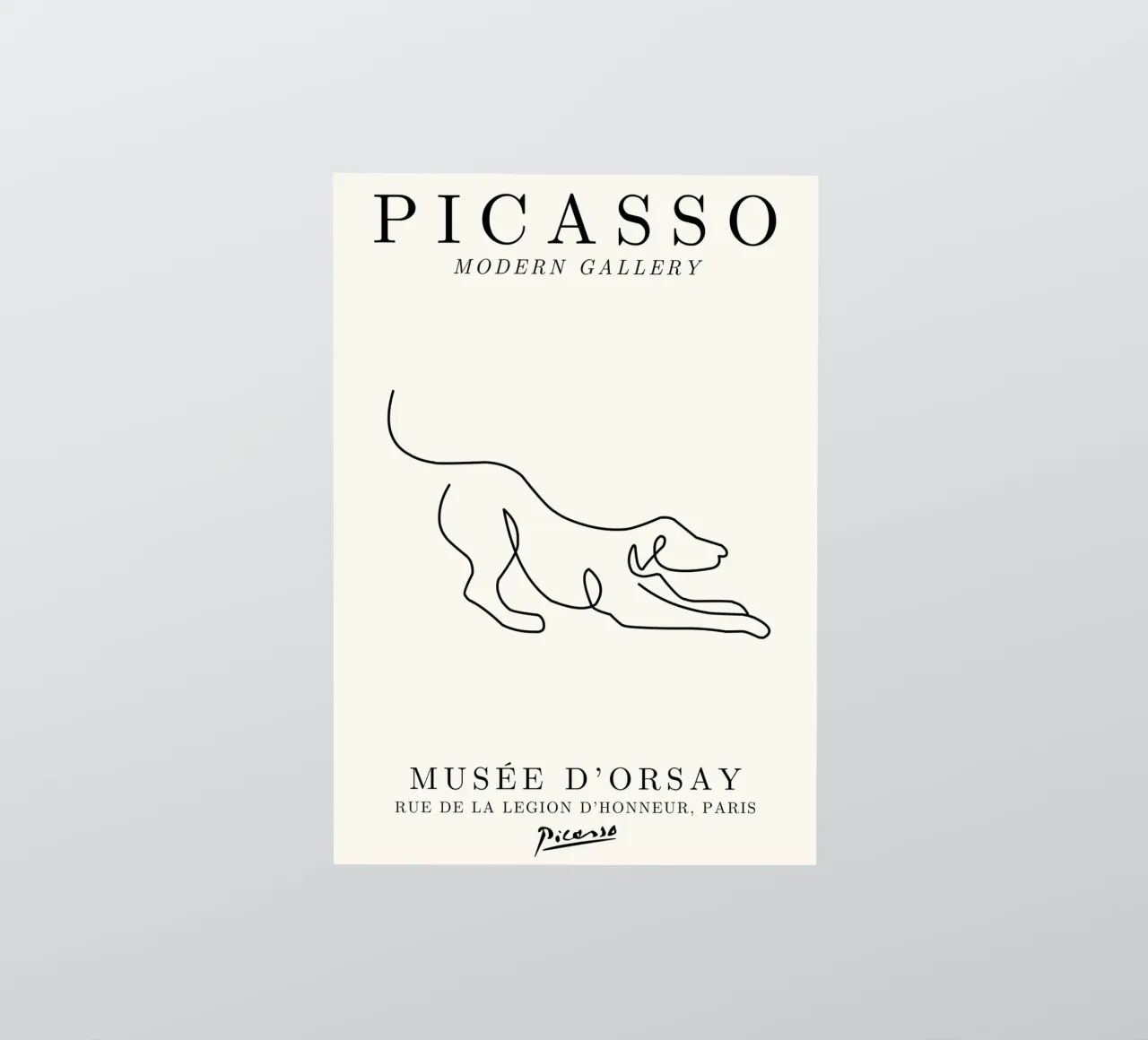 Picasso Dog Line Art Print | Minimalist Animal Sketch Modern autocollant de NorwesClub