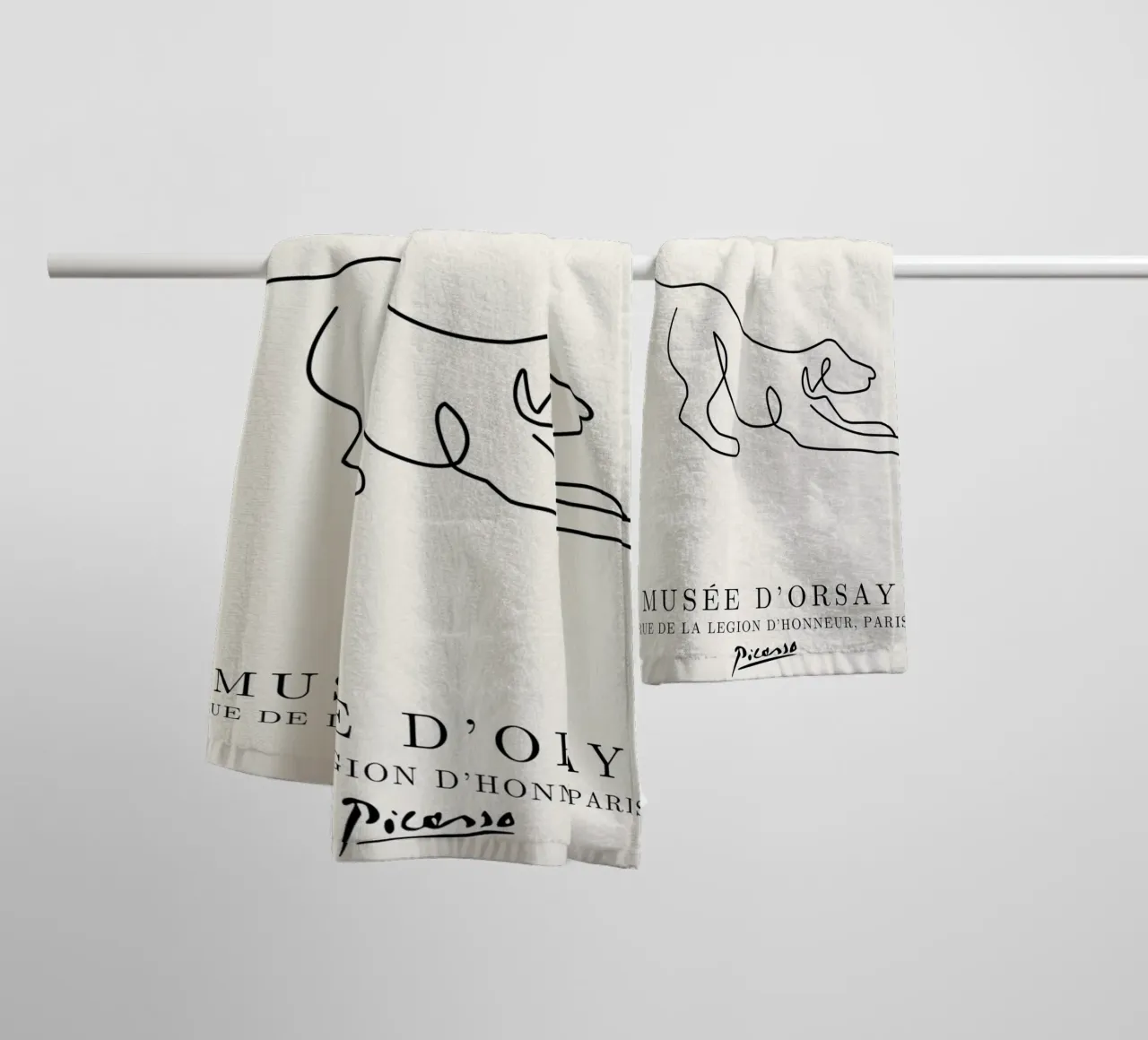 Picasso Dog Line Art Print | Minimalista Animale Schizzo Moderno asciugamano da bagno da NorwesClub