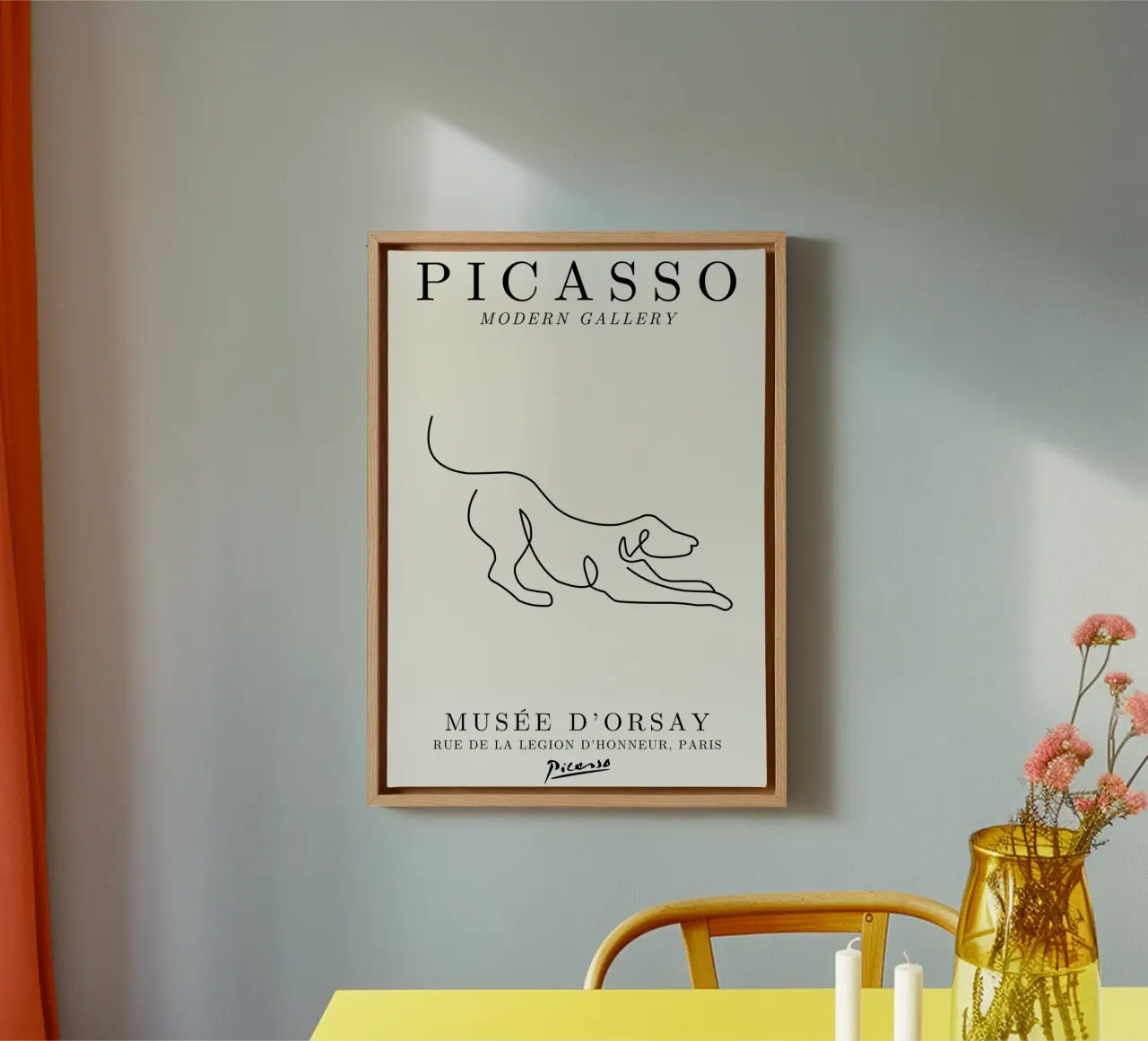 Picasso Dog Line Art Print | Minimalist Animal Sketch Modern canvas by NorwesClub