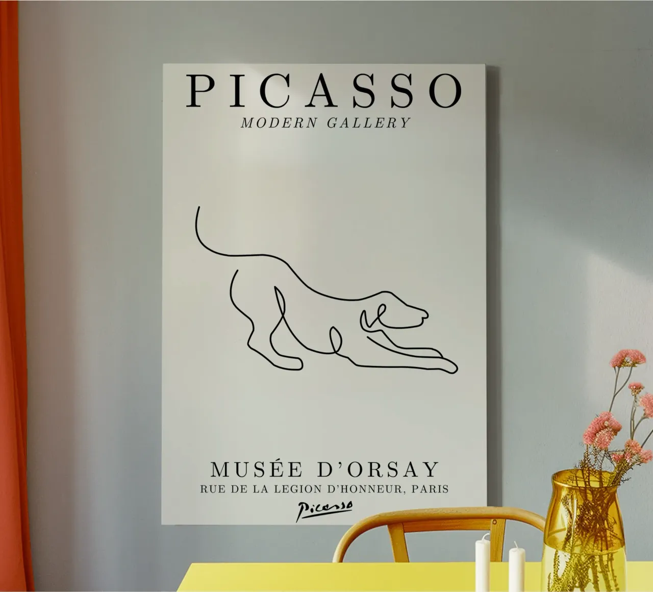 Picasso Dog Line Art Print | Minimalist Animal Sketch Modern canvas by NorwesClub