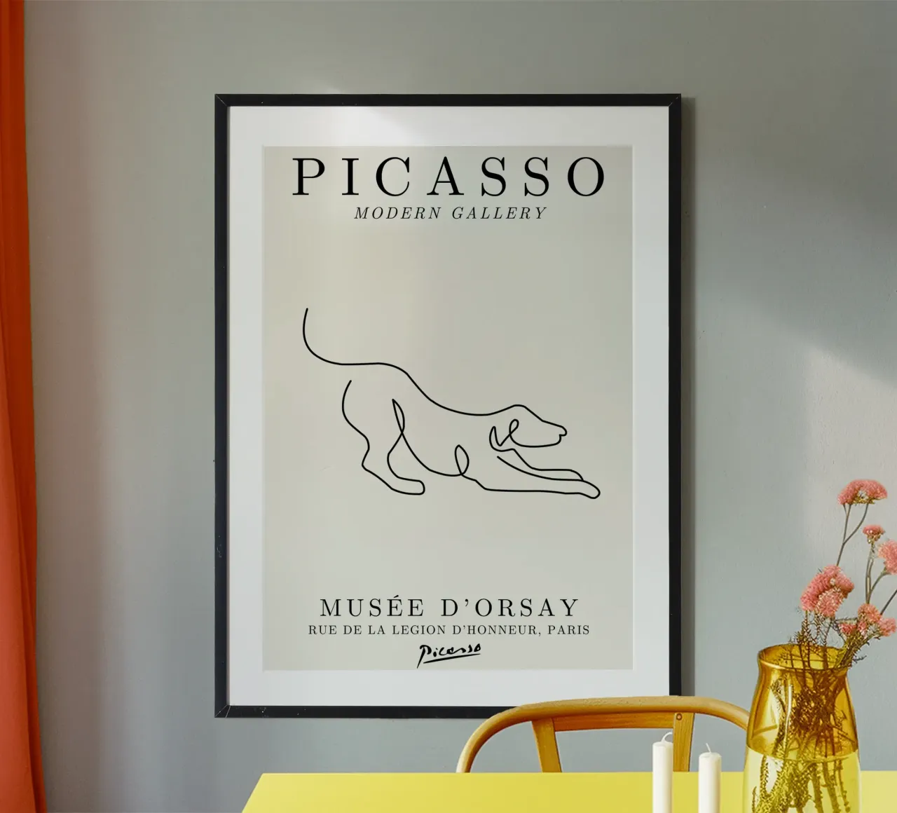 Picasso Dog Line Art Print | Minimalist Animal Sketch Modern hahnemühle de NorwesClub