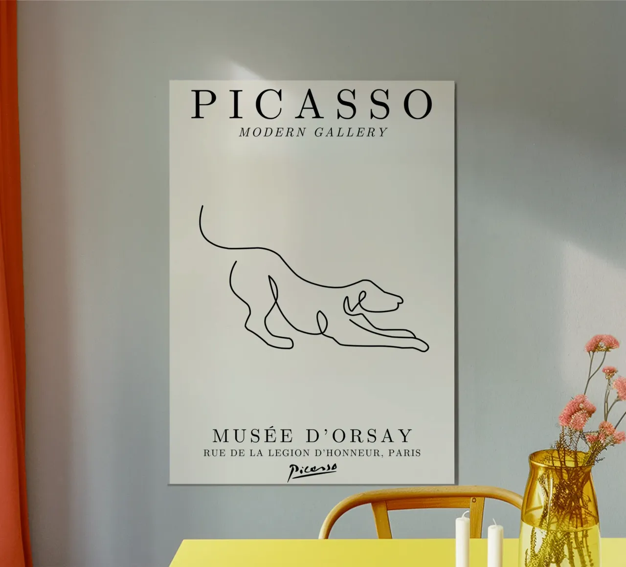 Picasso Dog Line Art Print | Minimalist Animal Sketch Modern hahnemühle de NorwesClub