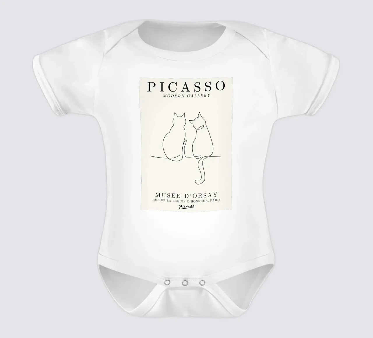 Picasso Cats Line Art Print | Minimalist Feline Sketch Mode body bébé de NorwesClub