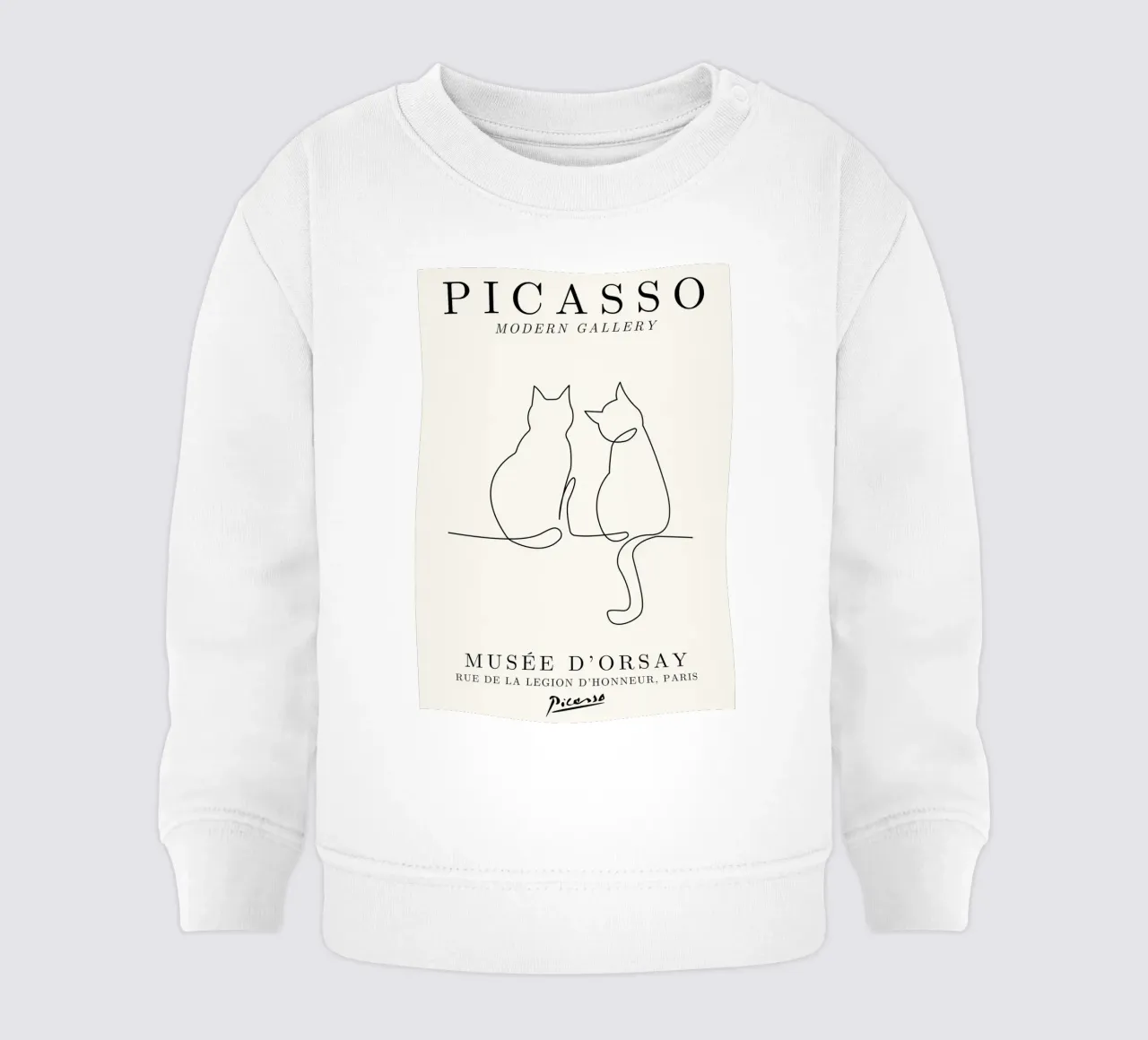 Picasso Cats Line Art Print | Modalità schizzo felino minimalista felpa neonato da NorwesClub