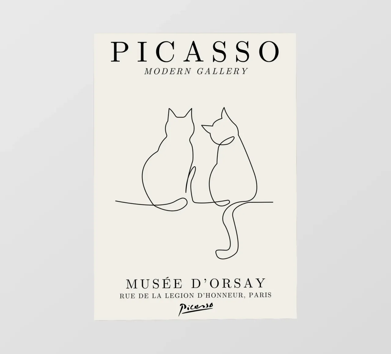 Picasso Cats Line Art Print | Modalità schizzo felino minimalista telo in pvc da NorwesClub