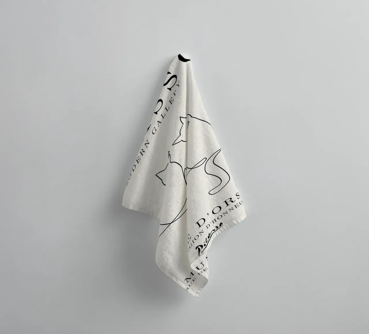 Picasso Cats Line Art Print | Minimalist Feline Sketch Mode towel by NorwesClub