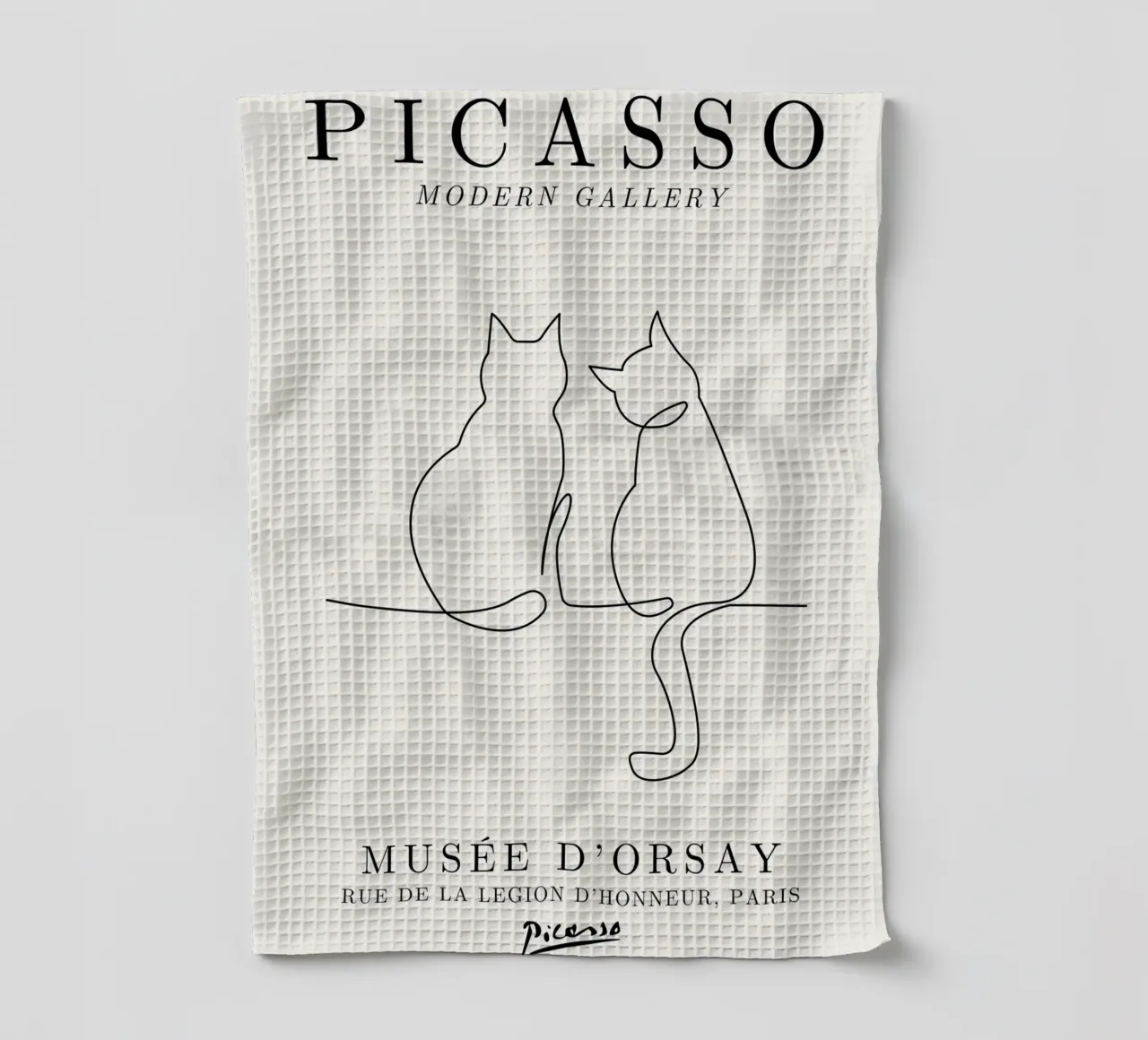 Picasso Cats Line Art Print | Minimalist Feline Sketch Mode torchon de NorwesClub