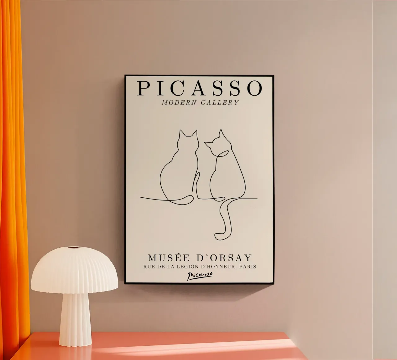 Picasso Cats Line Art Print | Modalità schizzo felino minimalista plexiglass da NorwesClub