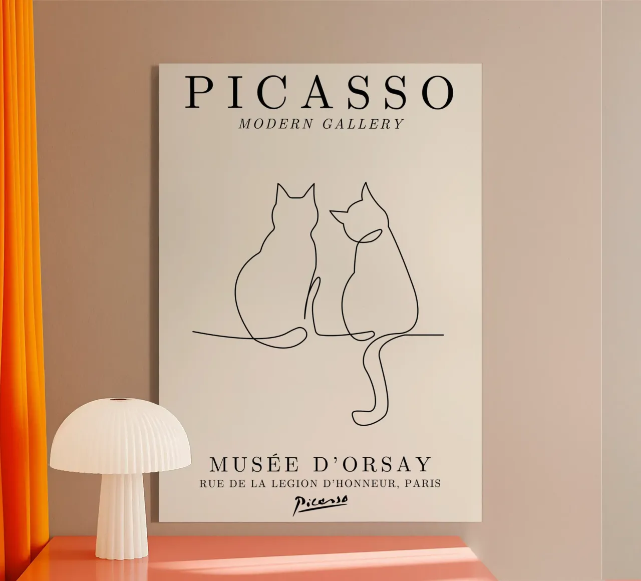 Picasso Cats Line Art Print | Modalità schizzo felino minimalista plexiglass da NorwesClub