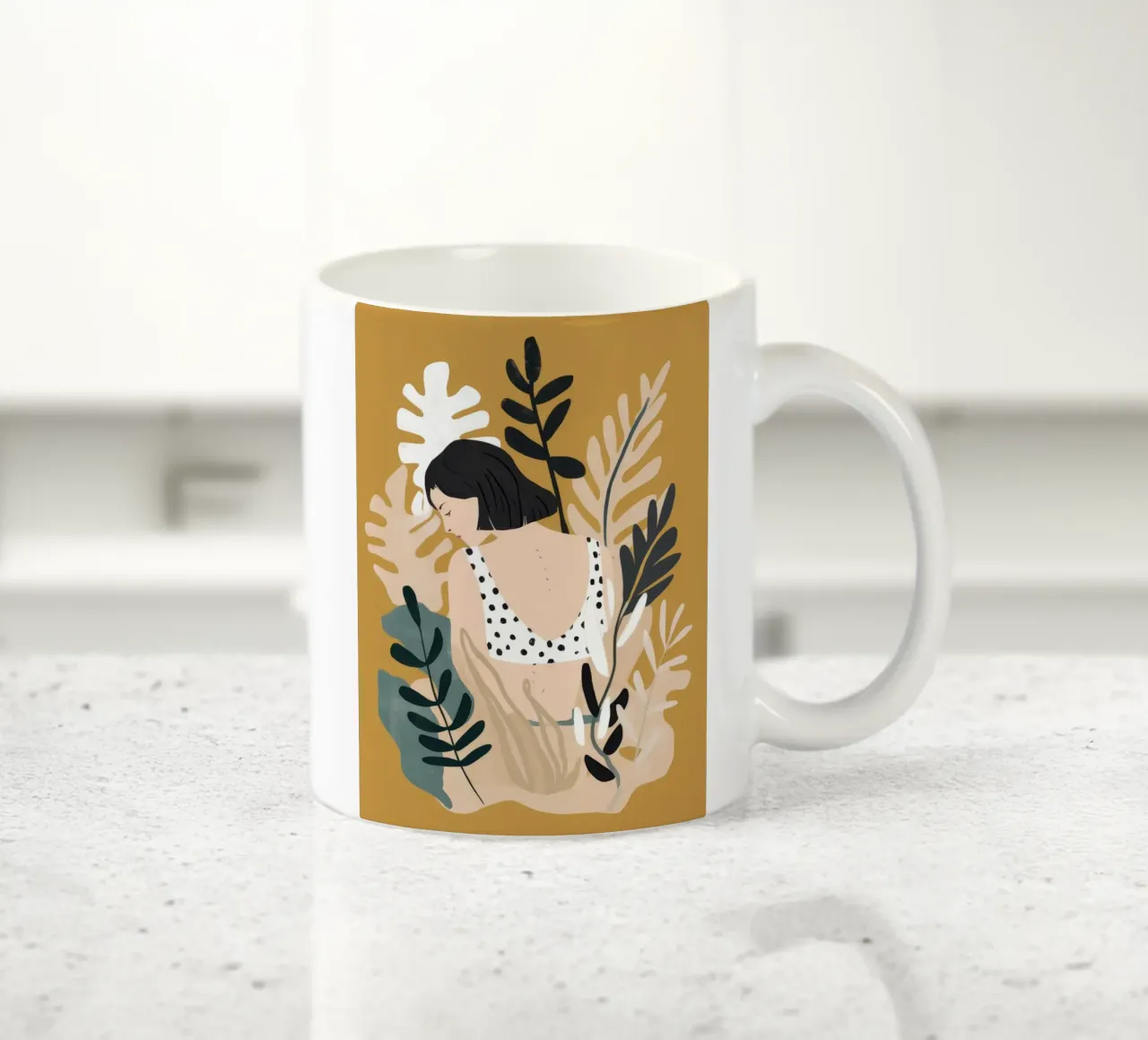 Serena contemplazione floreale tazza in ceramica da Petal Canvas