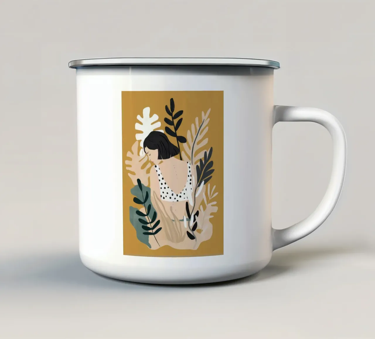 Serena contemplazione floreale tazza in smalto da Petal Canvas